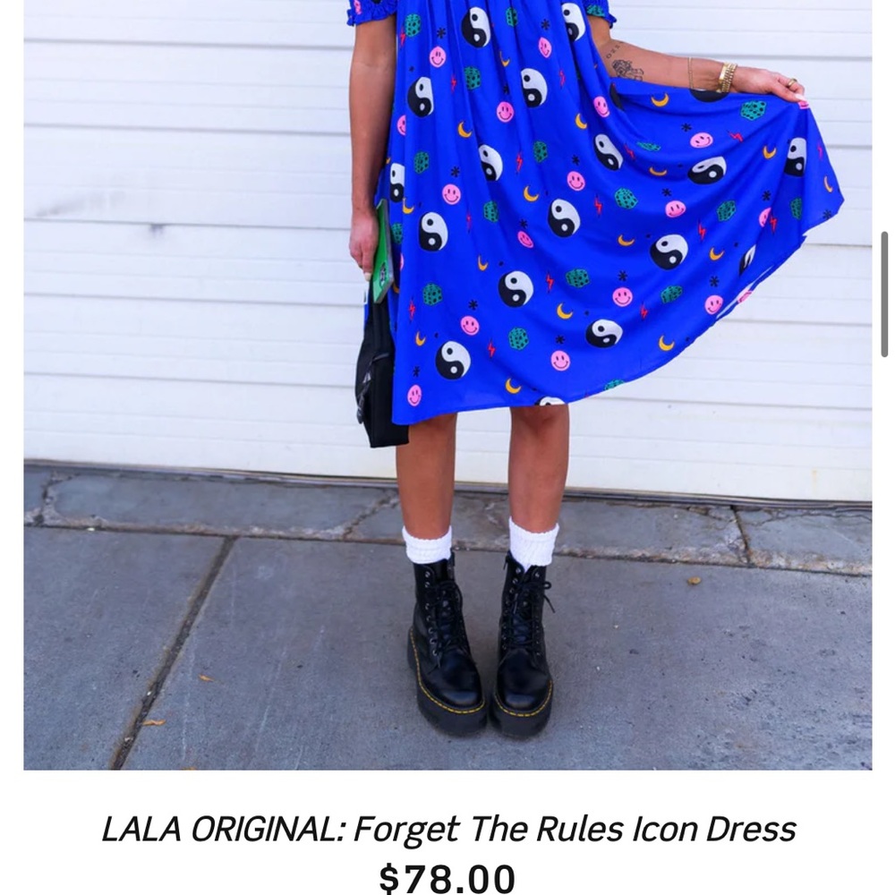 Dressed in lala yin Yang smiley blue dress never been worn
